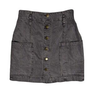 NEW Young Fabulous Broke Size Medium Gray Denim Twill Button Front Mini Skirt